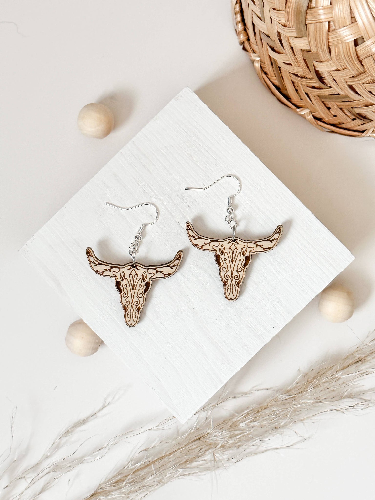 Western Cow Skulls | Boho Dangle Earrings - Rise and Redemption